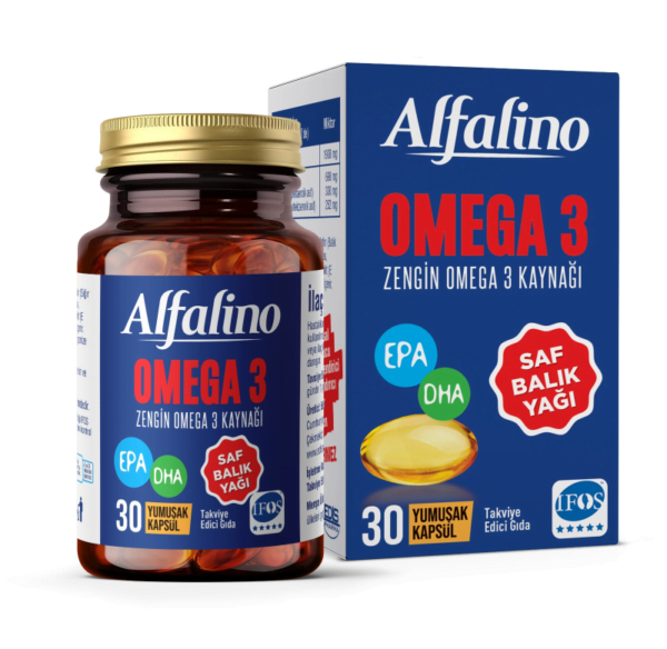 صحتك في كل قطرة: Alfalino Omega-3 30 كبسولة زيت السمك