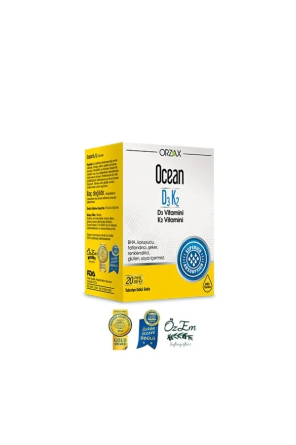 Ocean D3 K2 Drop 20ml: مكمل غذائي غني بفيتامين D3 و K2 لتعزيز صحة العظام والمناعة